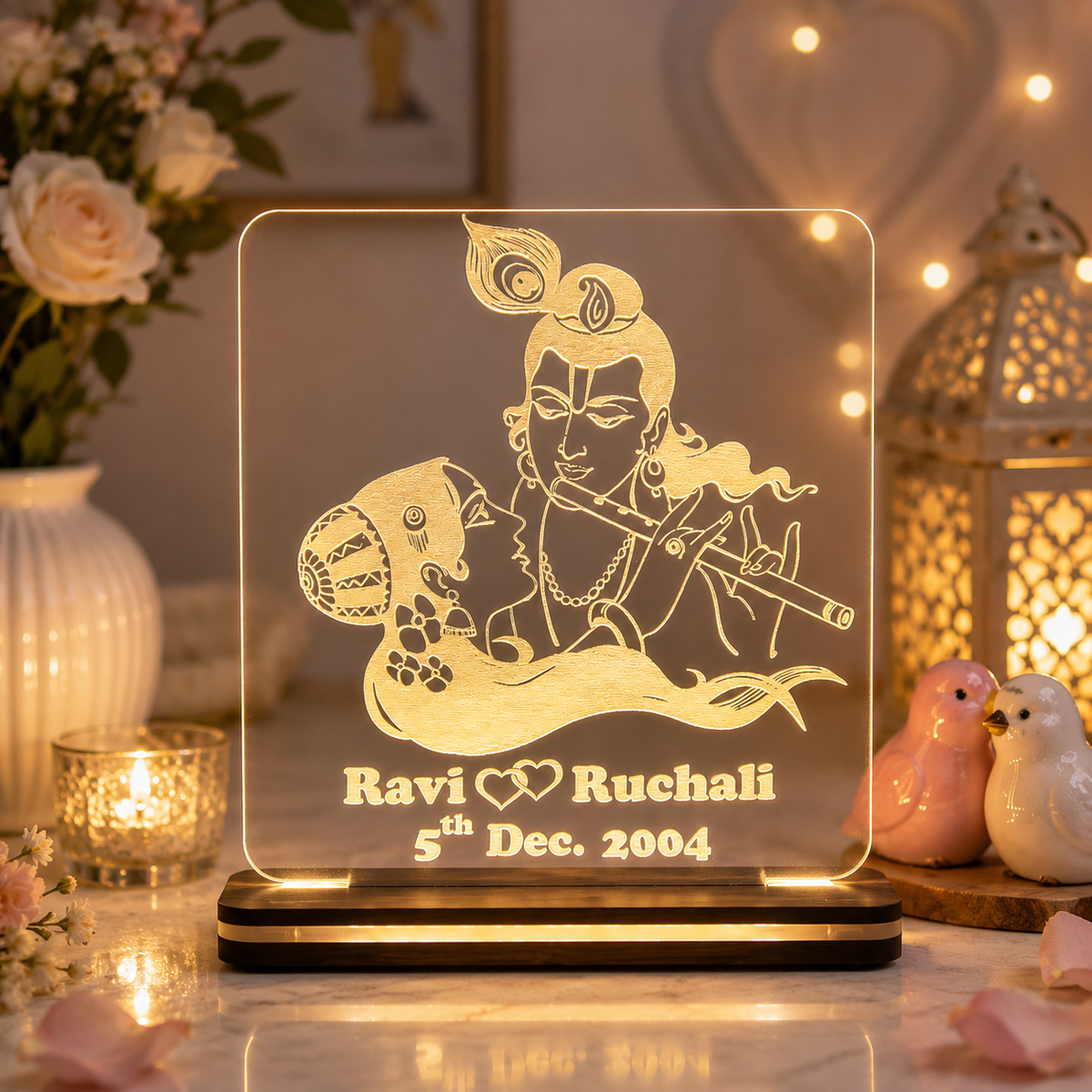 Giftationery Personalized LED Lamp - Perfect Anniversary, Birthday, Wedding, or Valentine's Day Gift for Couples & Spouses and Others (RK Design2.2)