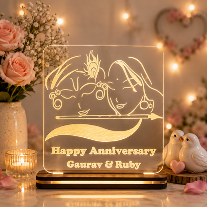 Giftationery Personalized LED Lamp - Perfect Anniversary, Birthday, Wedding, or Valentine's Day Gift for Couples & Spouses and Others (RK Design3.1)