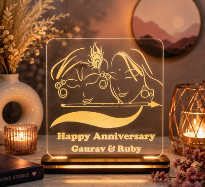 Giftationery Personalized LED Lamp - Perfect Anniversary, Birthday, Wedding, or Valentine's Day Gift for Couples & Spouses and Others (RK Design3.1)
