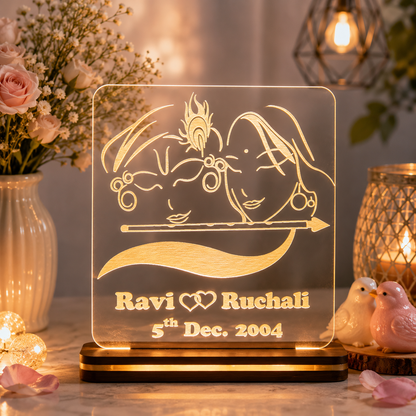 Giftationery Personalized LED Lamp - Perfect Anniversary, Birthday, Wedding, or Valentine's Day Gift for Couples & Spouses and Others (RK Design3.2)