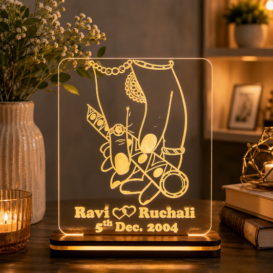 Giftationery Personalized LED Lamp - Perfect Anniversary, Birthday, Wedding, or Valentine's Day Gift for Couples & Spouses and Others (RK Design4.2)