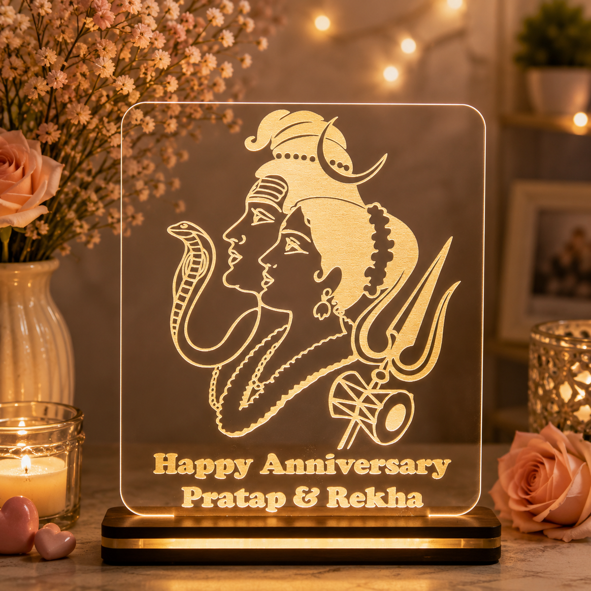 Giftationery Personalized LED Lamp - Perfect Anniversary, Birthday, Wedding, or Valentine's Day Gift for Couples & Spouses and Others (SP Design1.1)