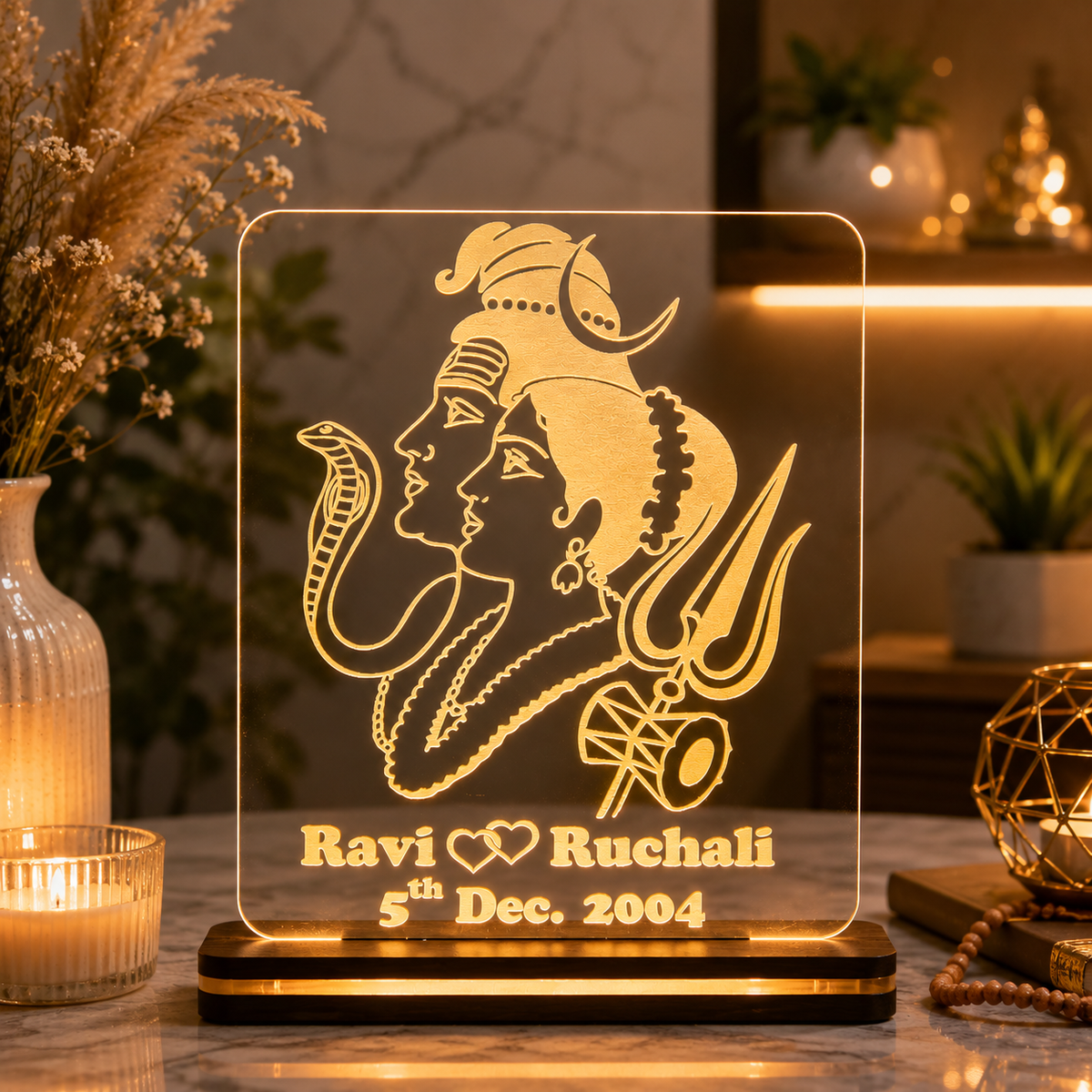 Giftationery Personalized LED Lamp - Perfect Anniversary, Birthday, Wedding, or Valentine's Day Gift for Couples & Spouses and Others (SP Design1.2)