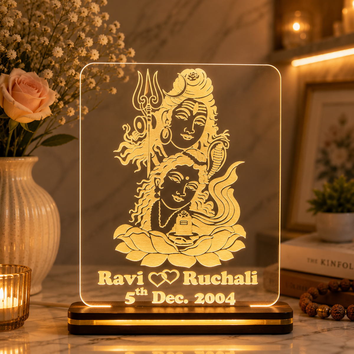 Giftationery Personalized LED Lamp - Perfect Anniversary, Birthday, Wedding, or Valentine's Day Gift for Couples & Spouses and Others (SP Design2.2)
