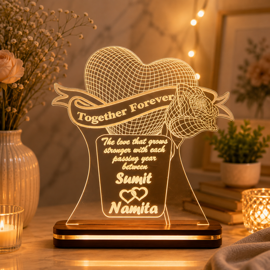 Giftationery Personalized LED Lamp - Perfect Anniversary, Birthday, Wedding, or Valentine's Day Gift for Couples & Spouses and Others (HT Design1.1)