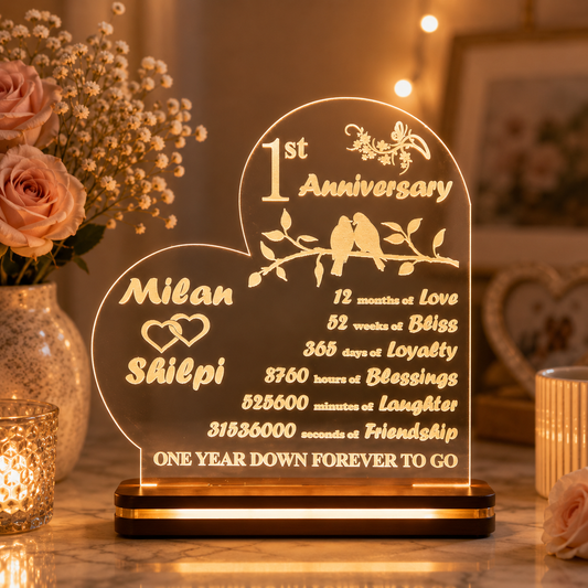 Giftationery Personalized LED Lamp - Perfect Anniversary, Birthday, Wedding, or Valentine's Day Gift for Couples & Spouses and Others (HT Design2.1)