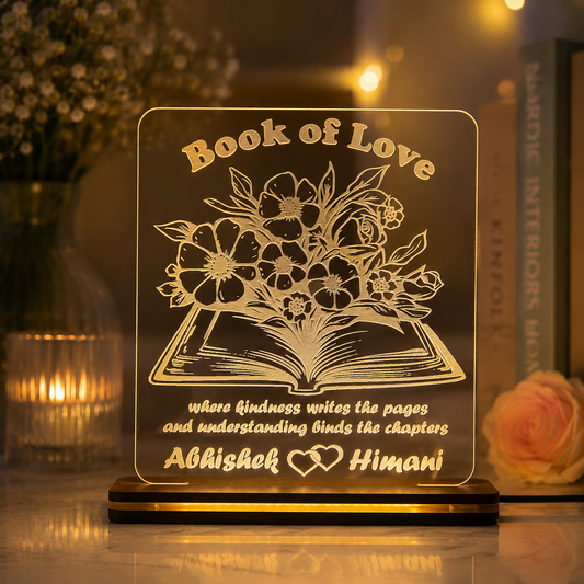 Giftationery Personalized LED Lamp - Perfect Anniversary, Birthday, Wedding, or Valentine's Day Gift for Couples & Spouses and Others (BK Design1.1)
