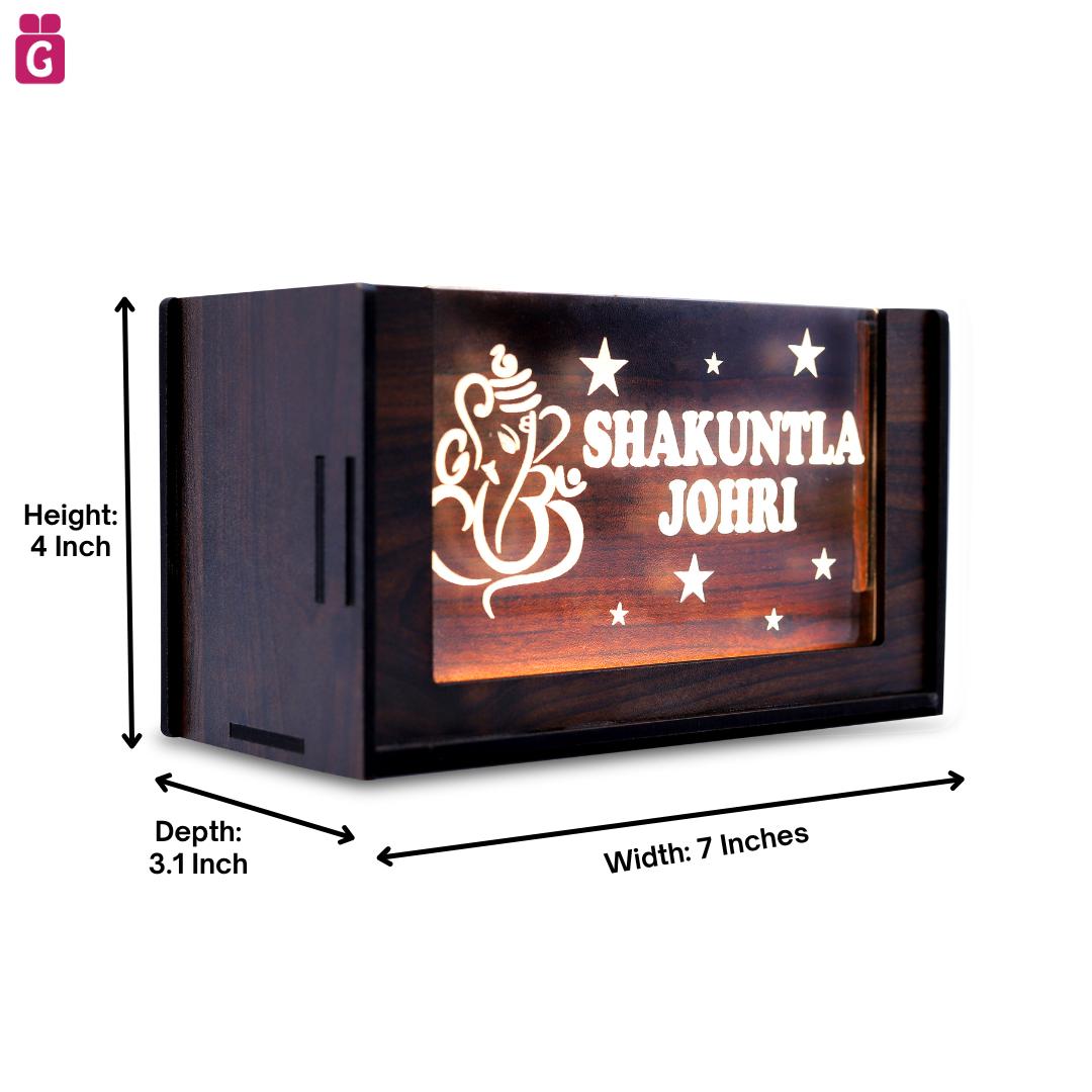 Desk Organizer with LED Name Lamp | Customized Gift for Men, Women, Teachers, Doctors, Dad, Husband | Pen Holder, Table Lamp | Personalized Birthday Gift | Office Organizer - Two Box