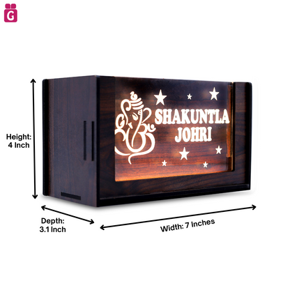 Desk Organizer with LED Name Lamp | Customized Gift for Men, Women, Teachers, Doctors, Dad, Husband | Pen Holder, Table Lamp | Personalized Birthday Gift | Office Organizer - Two Box