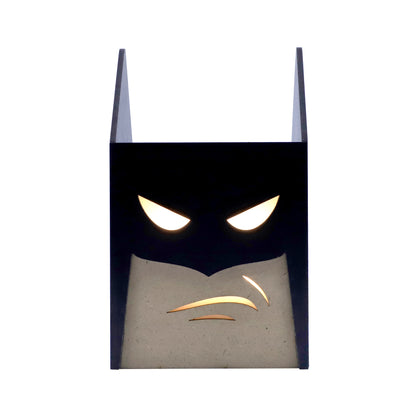 LED Glow Batman Pen Stand | Multipurpose Wooden Desk Organizer and Pencil Holder | Stationary, Remote & Brush Holder for Kids, Office & Study Table