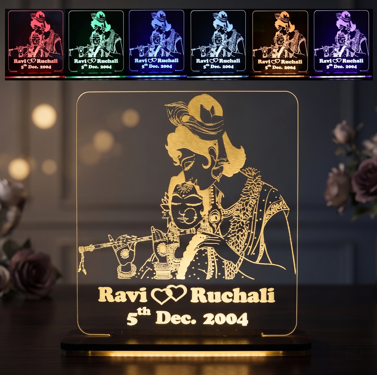 Giftationery Personalized LED Lamp - Perfect Anniversary, Birthday, Wedding, or Valentine's Day Gift for Couples & Spouses and Others (RK Design1.2)